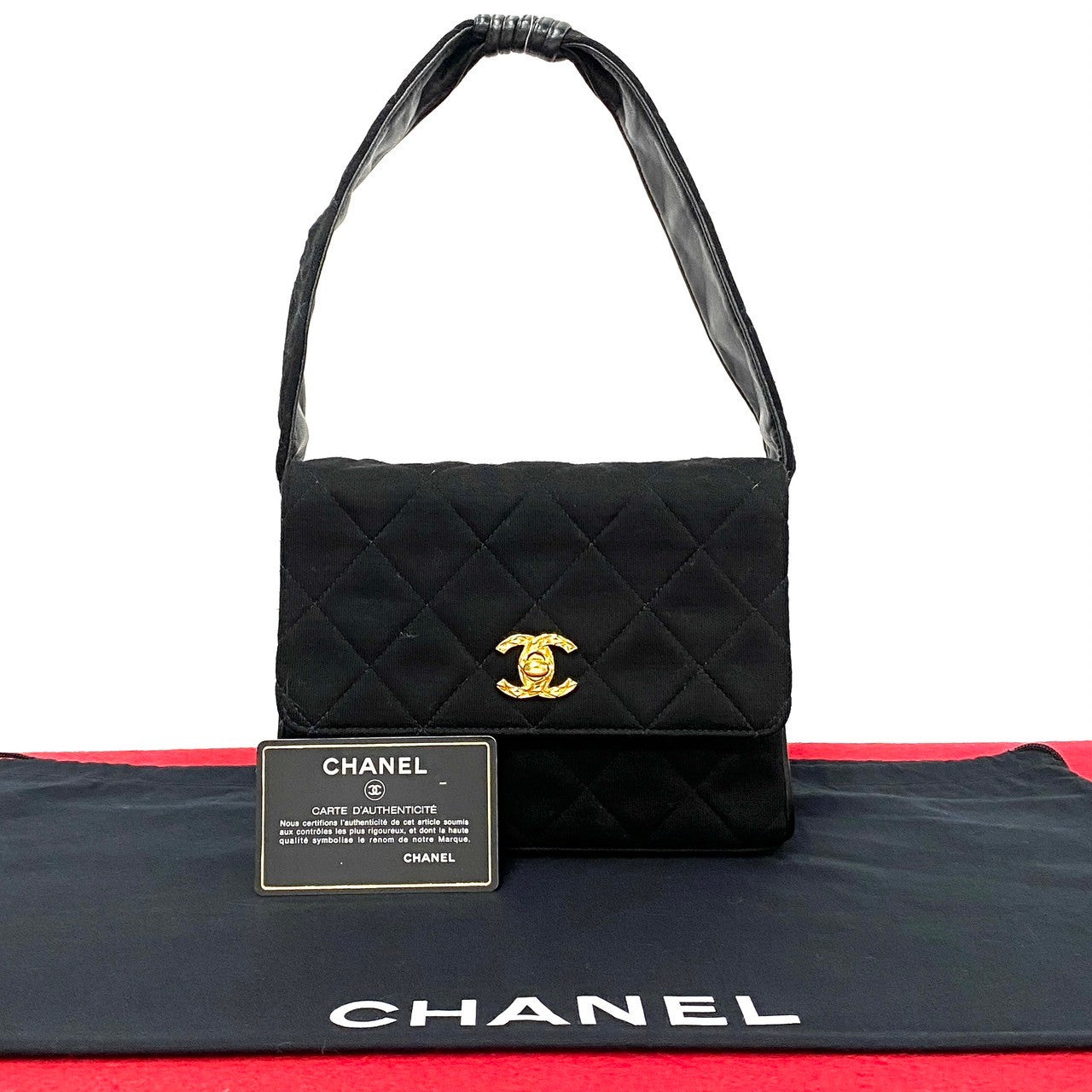 Chanel CC Satin Matelasse Handbag  Canvas Handbag