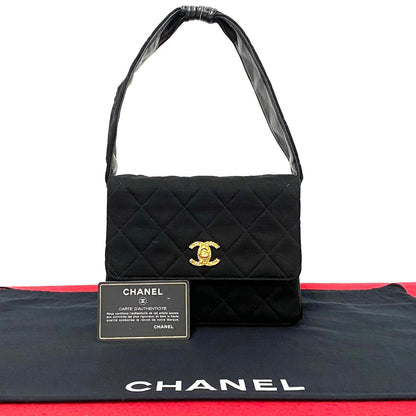 Chanel CC Satin Matelasse Handbag  Canvas Handbag