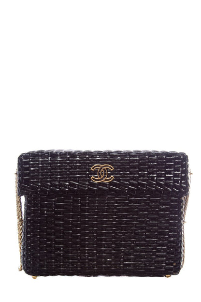 Chanel Black Wicker Basket Bag Cross-Body