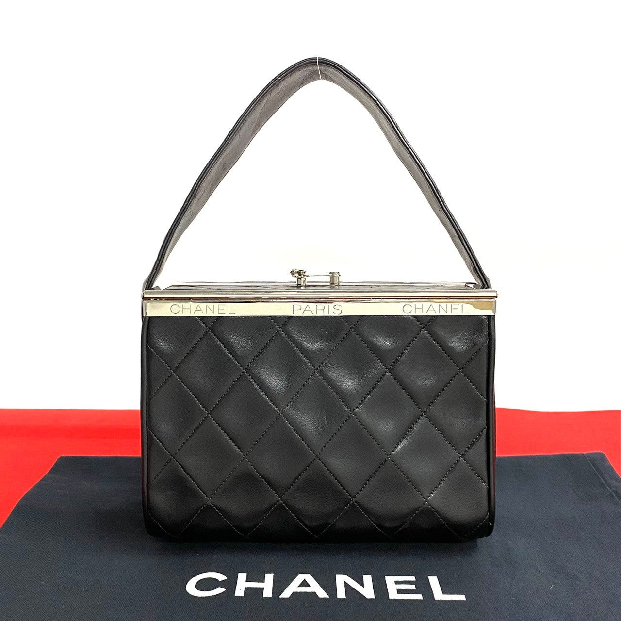 Chanel CC Quilted Frame Vanity Bag Leather Handbag