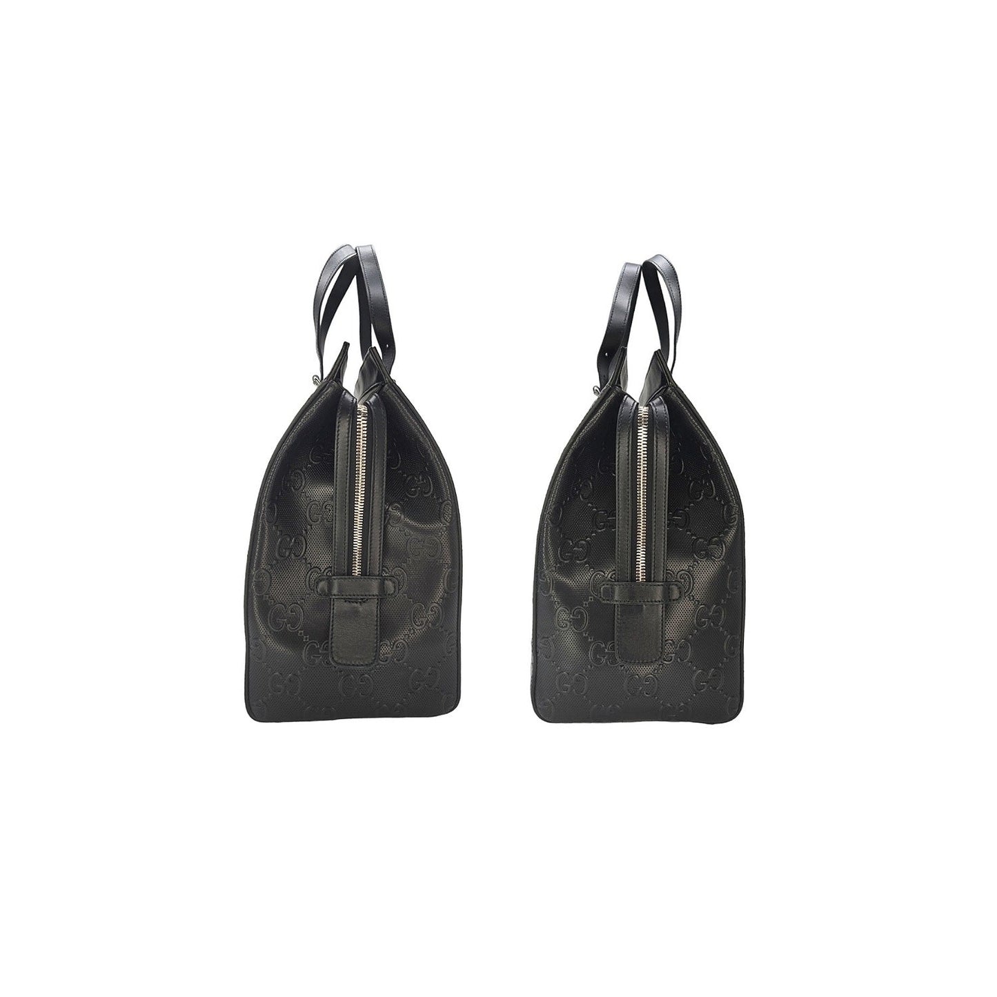 Gucci Black GG Embossed Perforated Leather Double Handle Tote