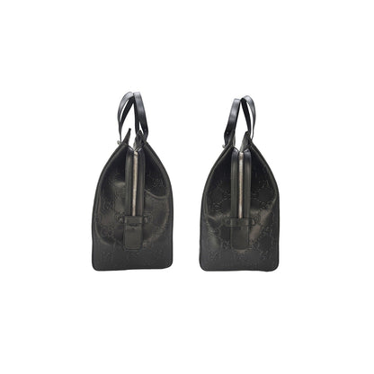 Gucci Black GG Embossed Perforated Leather Double Handle Tote