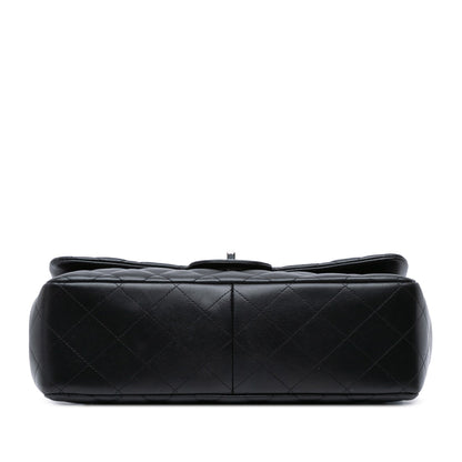 Black Chanel Jumbo Classic Lambskin Double Flap Shoulder Bag