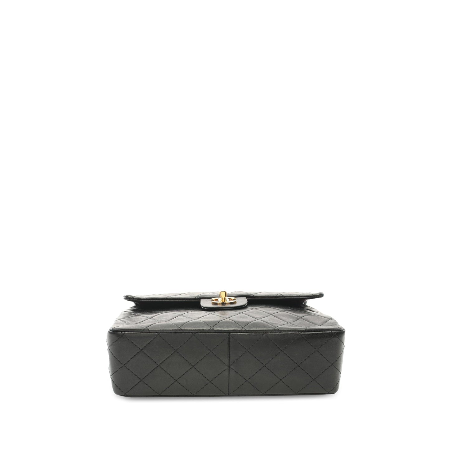 Black Chanel Medium Tall Classic Lambskin Double Flap Shoulder Bag