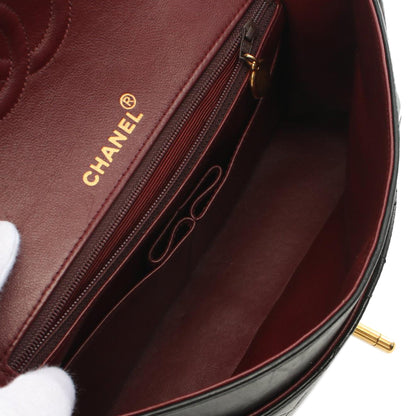 Black Chanel Medium Tall Classic Lambskin Double Flap Shoulder Bag