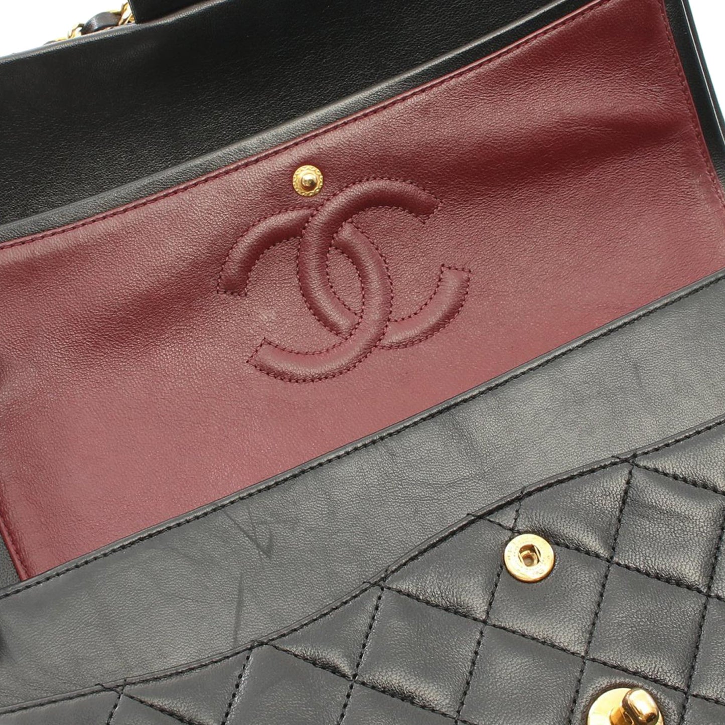 Black Chanel Medium Tall Classic Lambskin Double Flap Shoulder Bag