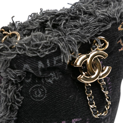 Gray Chanel Mini Denim Mood Bucket with Chain