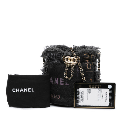 Gray Chanel Mini Denim Mood Bucket with Chain