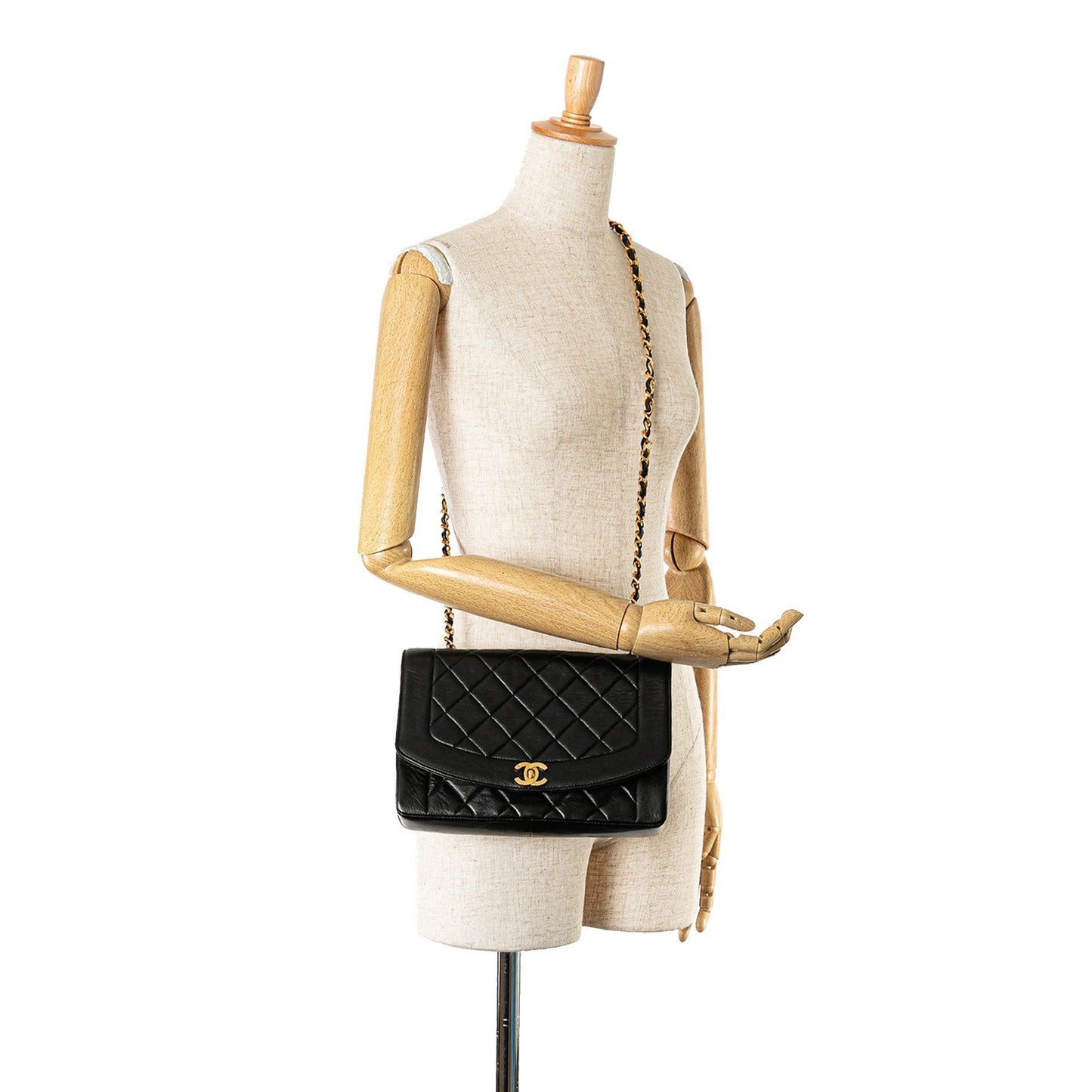 Black Chanel Medium Lambskin Diana Flap Crossbody Bag