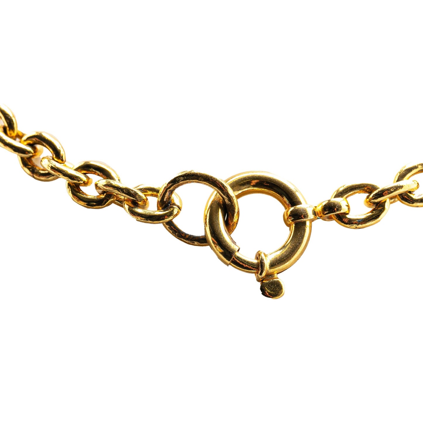 Gold Chanel Gold Plated CC Round Pendant Necklace