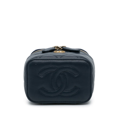 Blue Chanel Small Lambskin Top Handle Vanity Bag Satchel