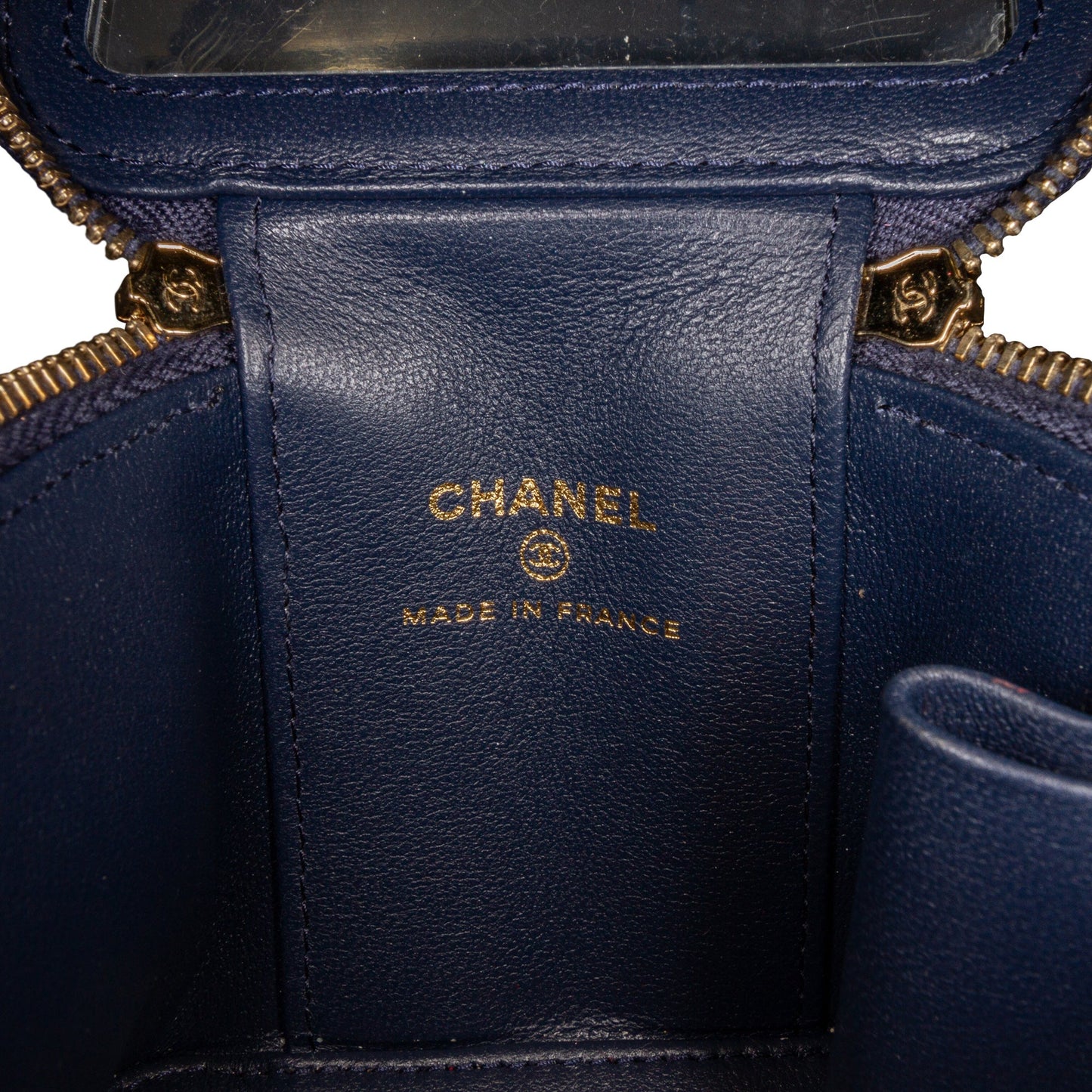 Blue Chanel Small Lambskin Top Handle Vanity Bag Satchel