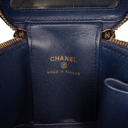 Blue Chanel Small Lambskin Top Handle Vanity Bag Satchel