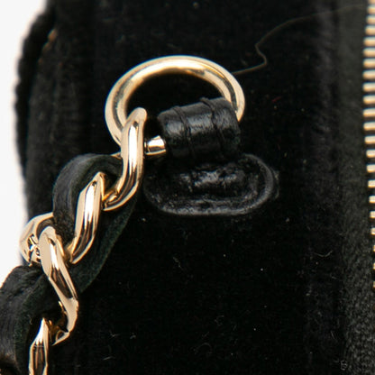 Black Chanel Velvet Pearl Sequin Round Crossbody