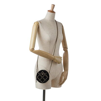 Black Chanel Velvet Pearl Sequin Round Crossbody