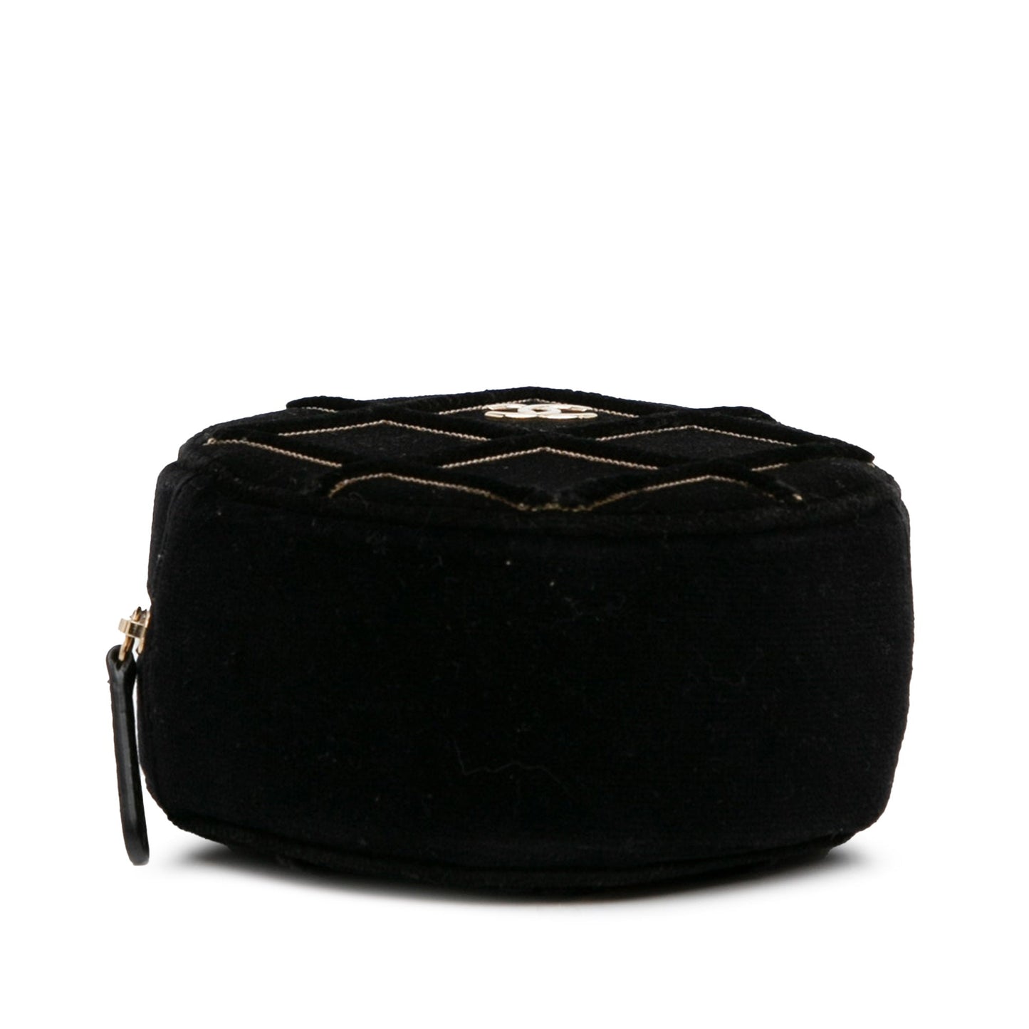 Black Chanel Velvet Pearl Sequin Round Crossbody
