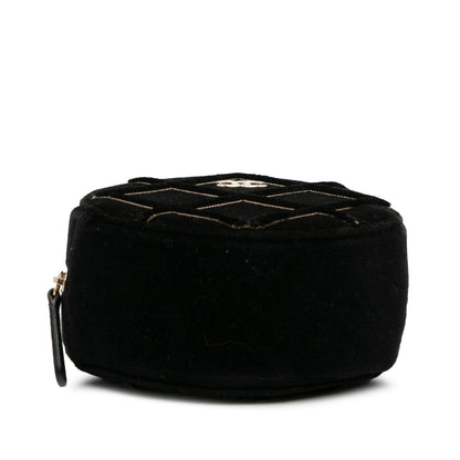 Black Chanel Velvet Pearl Sequin Round Crossbody