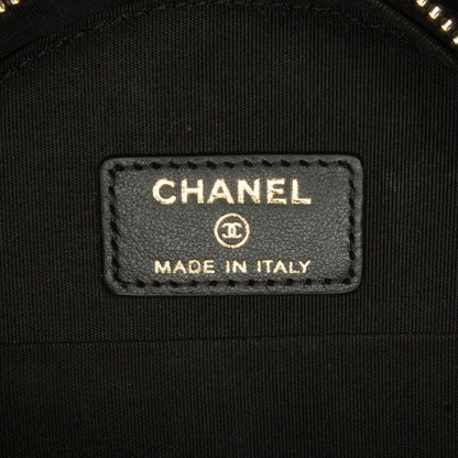 Black Chanel Velvet Pearl Sequin Round Crossbody
