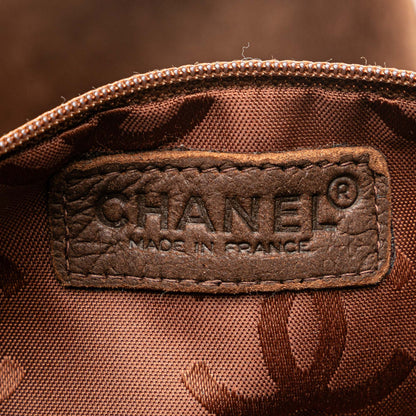 Brown Chanel Shearling Trim Nubuck Chain Flap Crossbody Bag