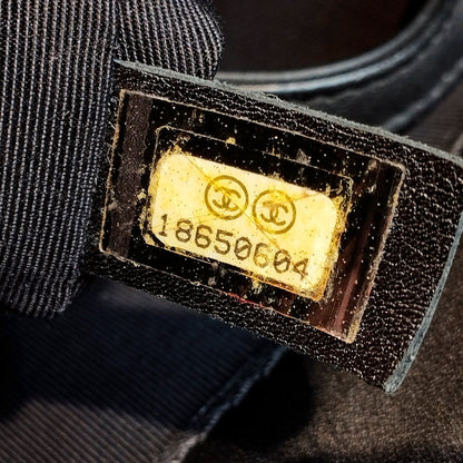 Black Chanel Patent Boy Reverso Shopping Tote