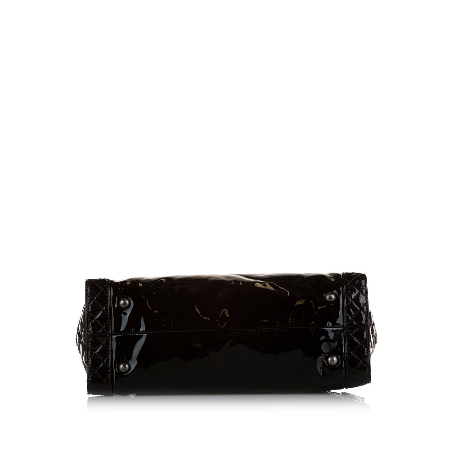 Black Chanel Patent Boy Reverso Shopping Tote
