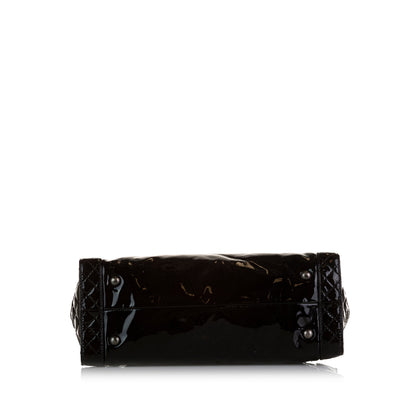Black Chanel Patent Boy Reverso Shopping Tote