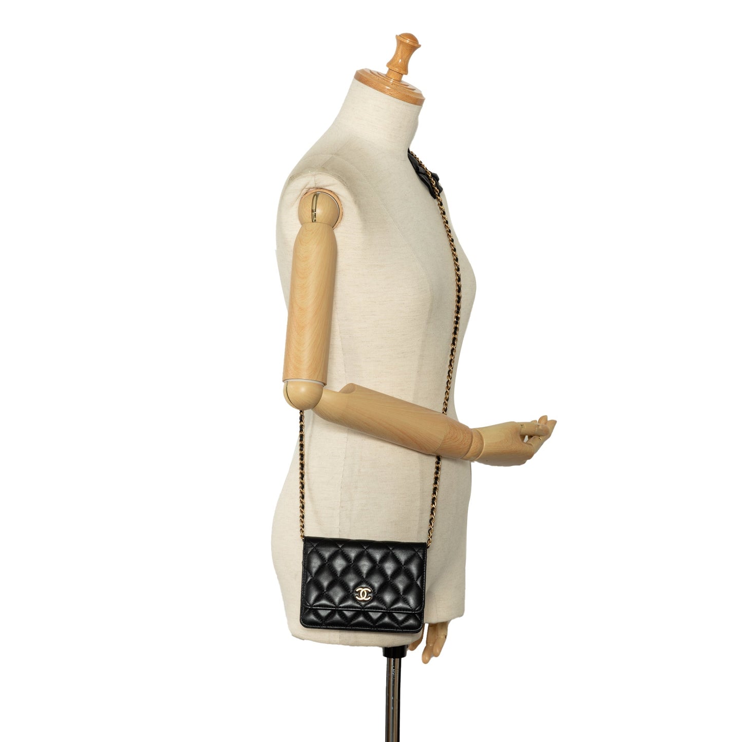 Black Chanel Lambskin Romance Wallet On Chain Crossbody Bag