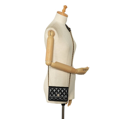 Black Chanel Lambskin Romance Wallet On Chain Crossbody Bag