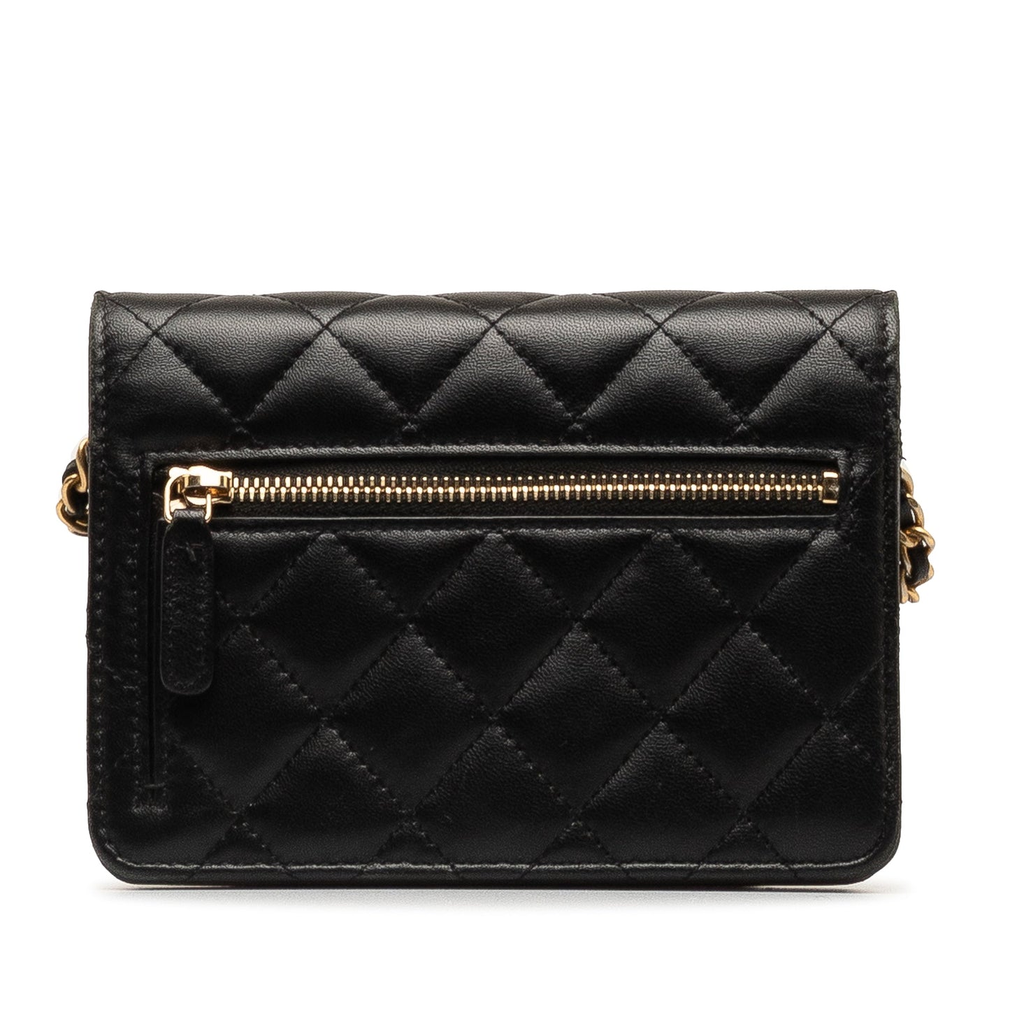 Black Chanel Lambskin Romance Wallet On Chain Crossbody Bag