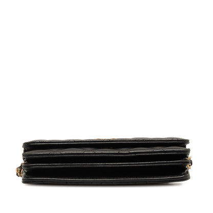 Black Chanel Lambskin Romance Wallet On Chain Crossbody Bag