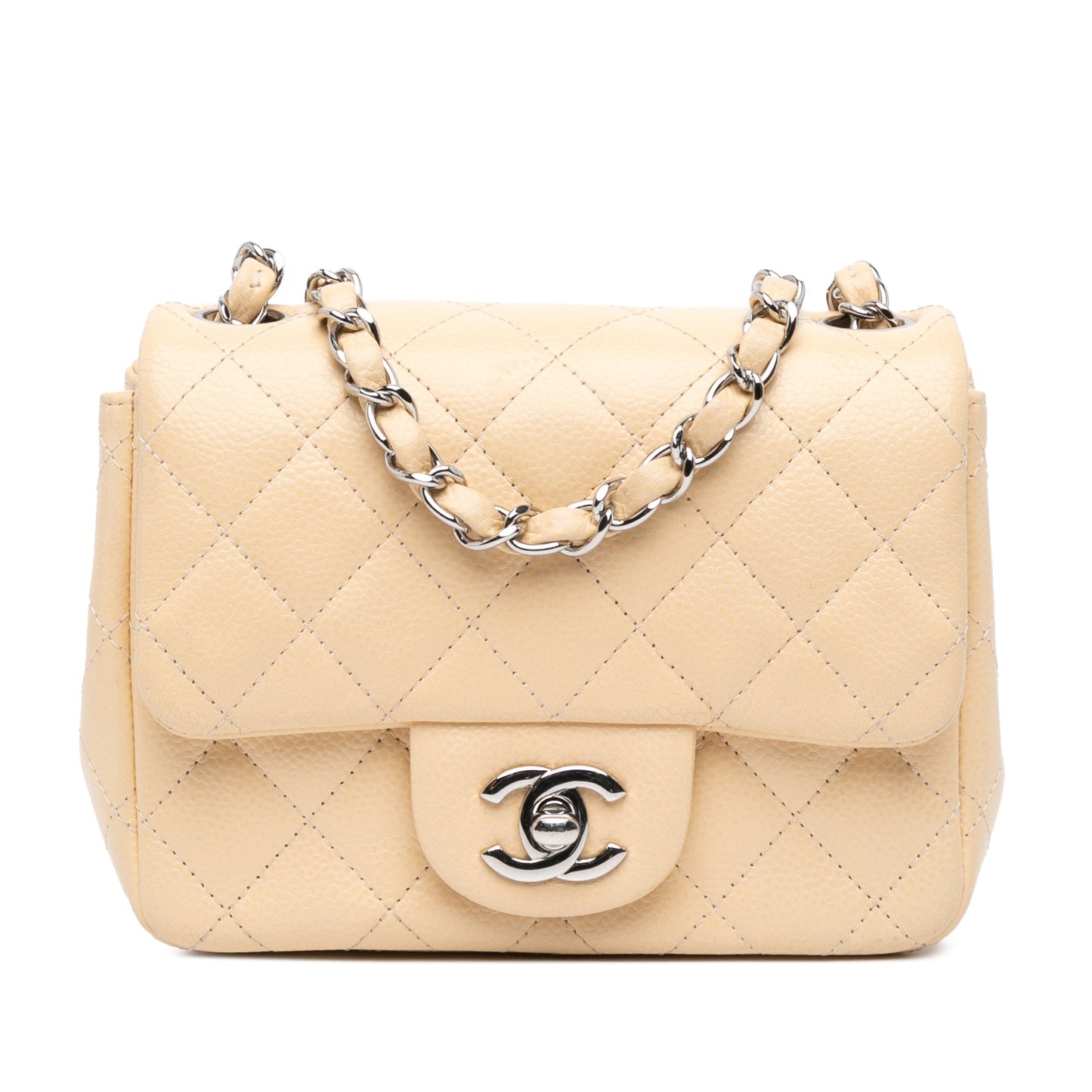 Brown Chanel Mini Square Classic Caviar Single Flap Crossbody Bag