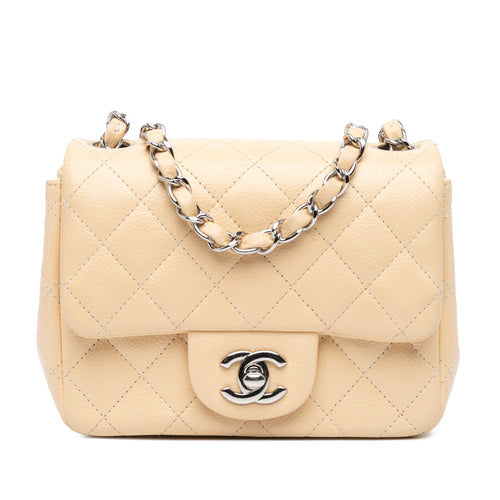 Brown Chanel Mini Square Classic Caviar Single Flap Crossbody Bag