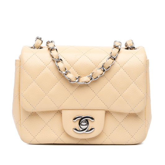 Brown Chanel Mini Square Classic Caviar Single Flap Crossbody Bag