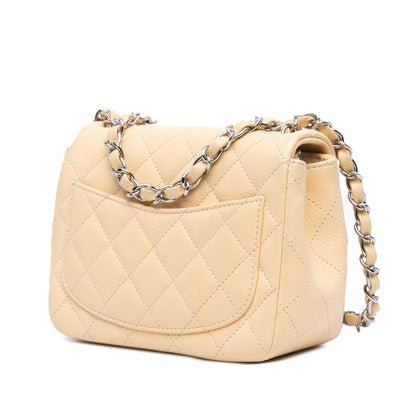 Brown Chanel Mini Square Classic Caviar Single Flap Crossbody Bag