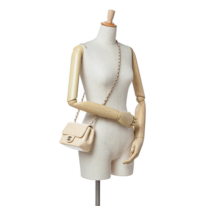 Brown Chanel Mini Square Classic Caviar Single Flap Crossbody Bag