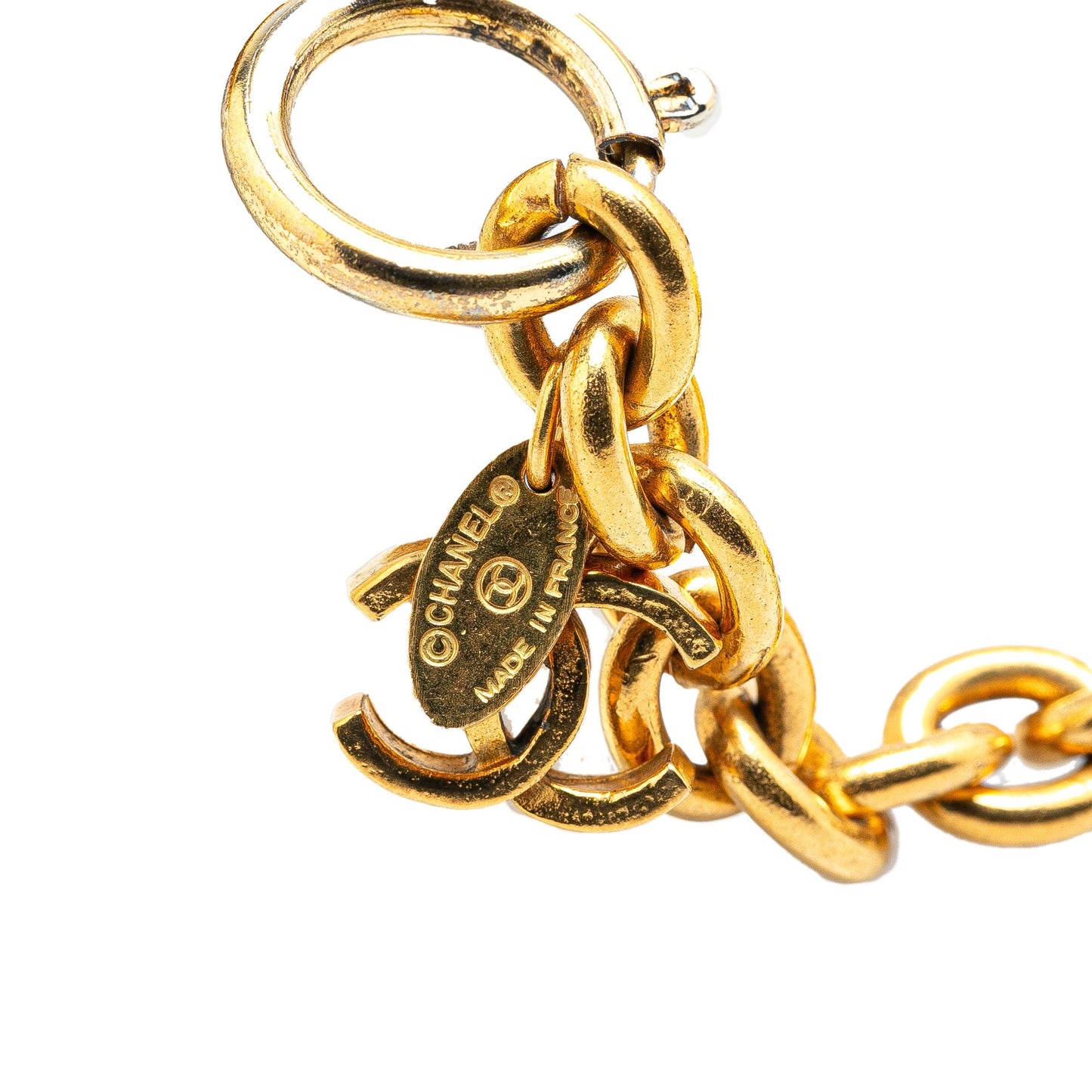 Gold Chanel Gold Plated CC Medallion Link Collar Necklace