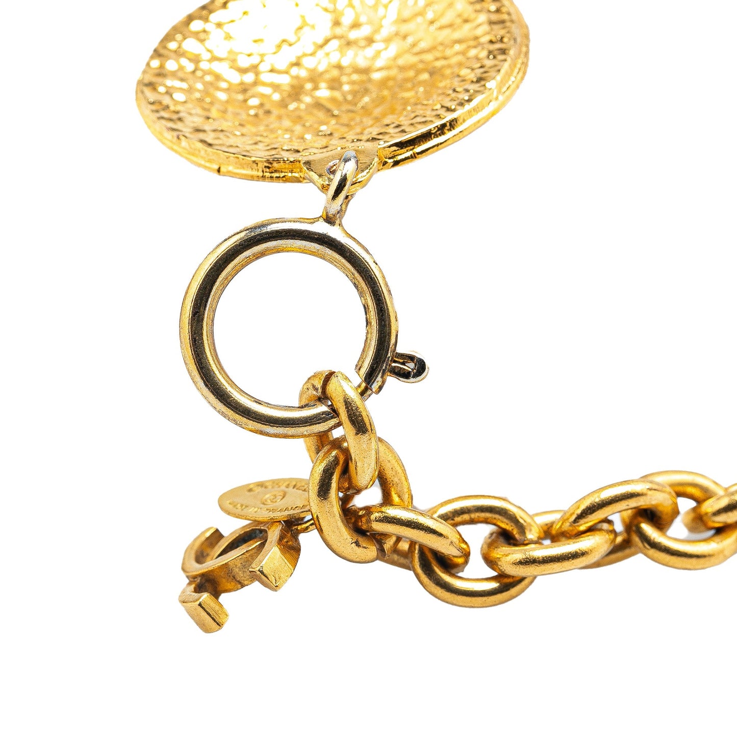 Gold Chanel Gold Plated CC Medallion Link Collar Necklace