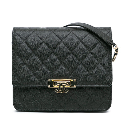 Black Chanel Quilted Caviar Golden Class Wallet On Chain Crossbody Bag