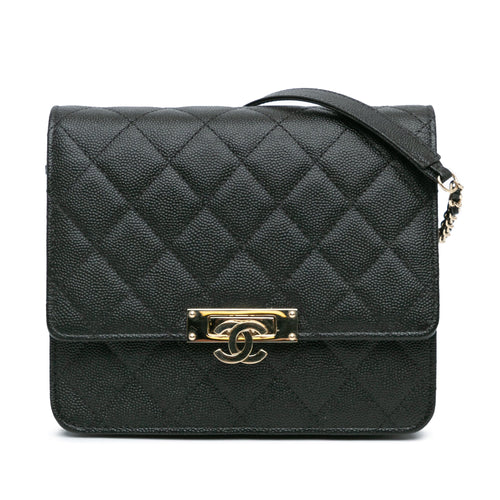 Black Chanel Quilted Caviar Golden Class Wallet On Chain Crossbody Bag