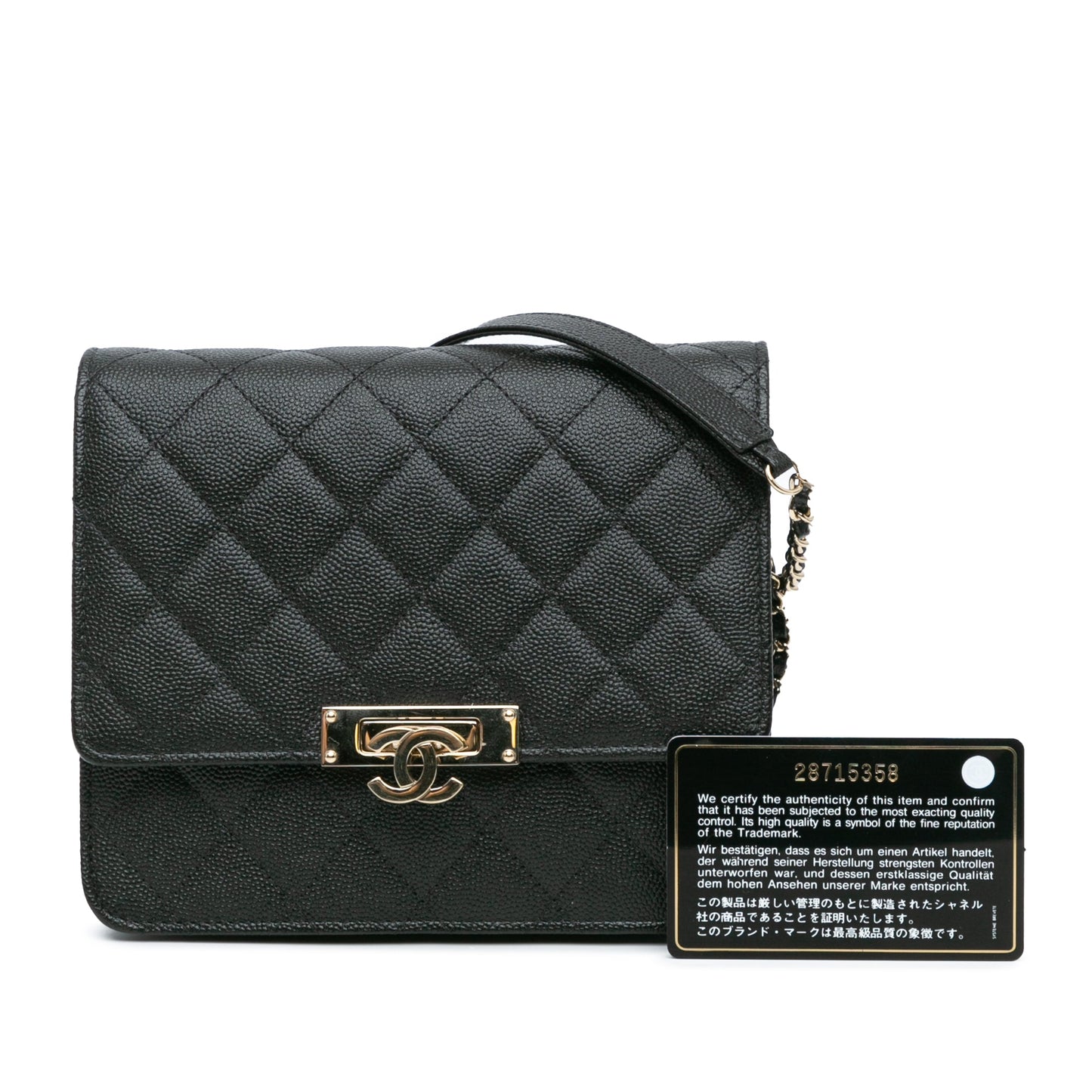 Black Chanel Quilted Caviar Golden Class Wallet On Chain Crossbody Bag