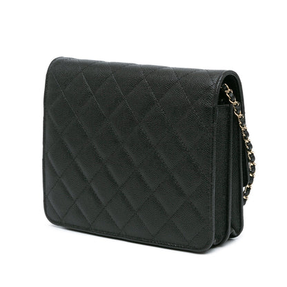 Black Chanel Quilted Caviar Golden Class Wallet On Chain Crossbody Bag