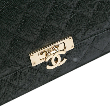 Black Chanel Quilted Caviar Golden Class Wallet On Chain Crossbody Bag