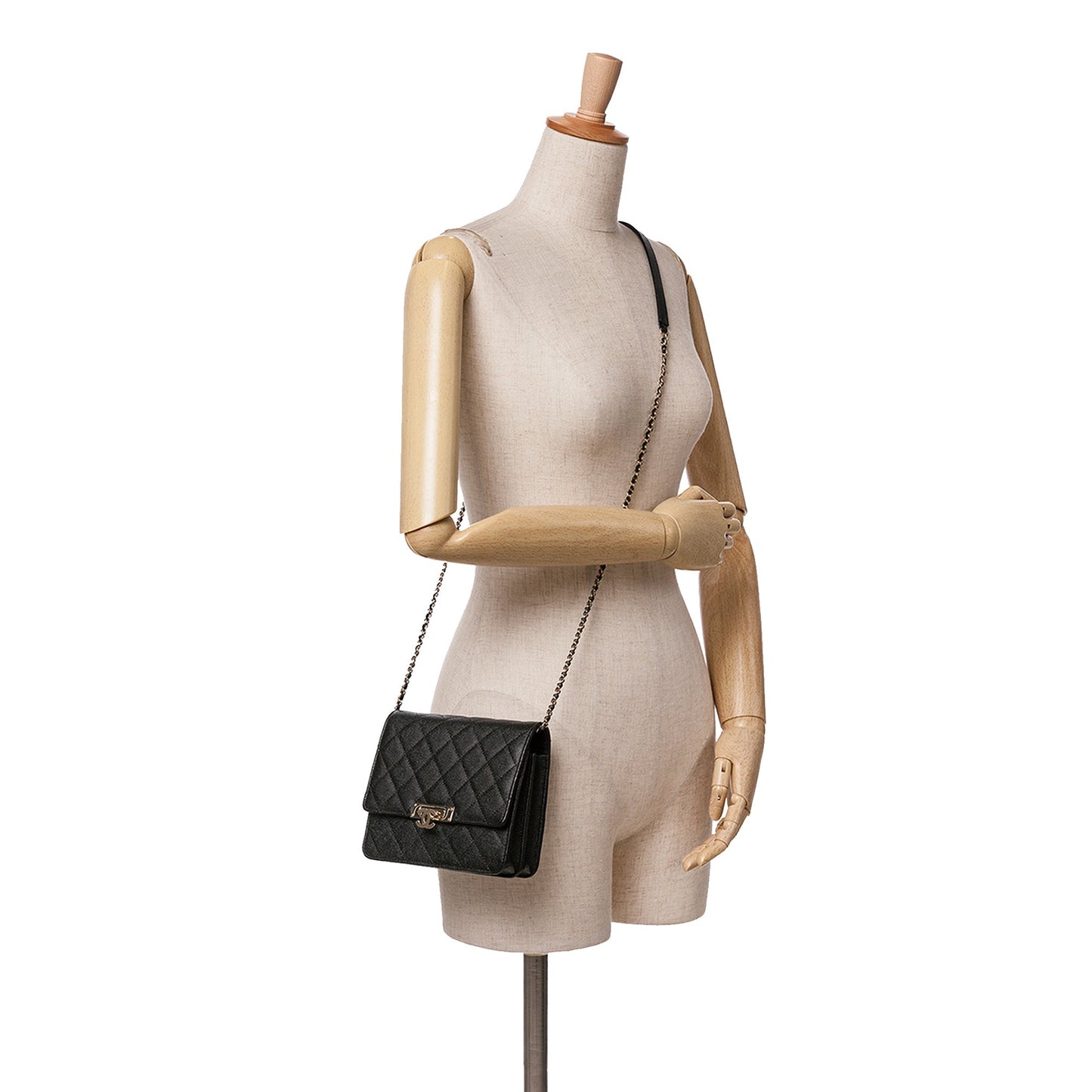 Black Chanel Quilted Caviar Golden Class Wallet On Chain Crossbody Bag