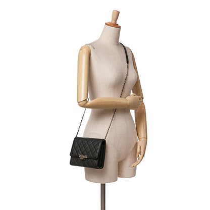 Black Chanel Quilted Caviar Golden Class Wallet On Chain Crossbody Bag