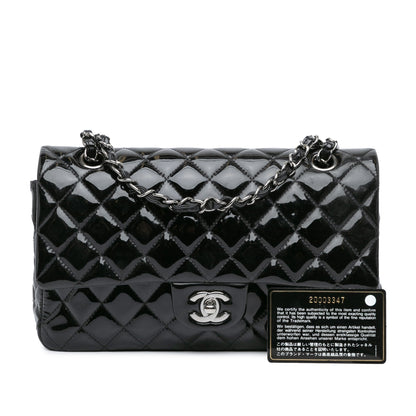Black Chanel Medium Classic Patent Double Flap Shoulder Bag