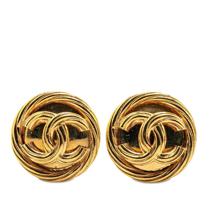 Gold Chanel Gold Plated CC Clip On Earrings