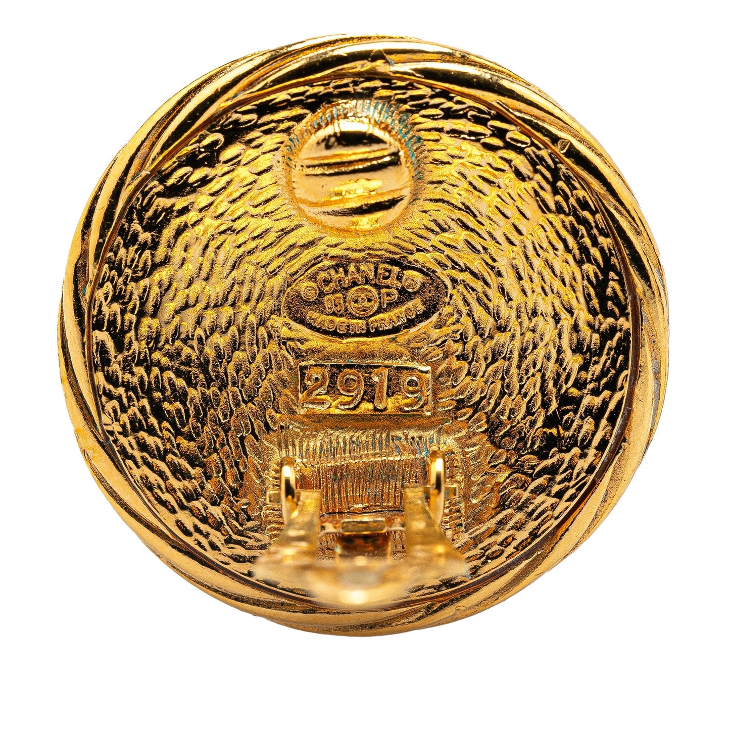 Gold Chanel Gold Plated CC Clip On Earrings