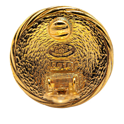 Gold Chanel Gold Plated CC Clip On Earrings