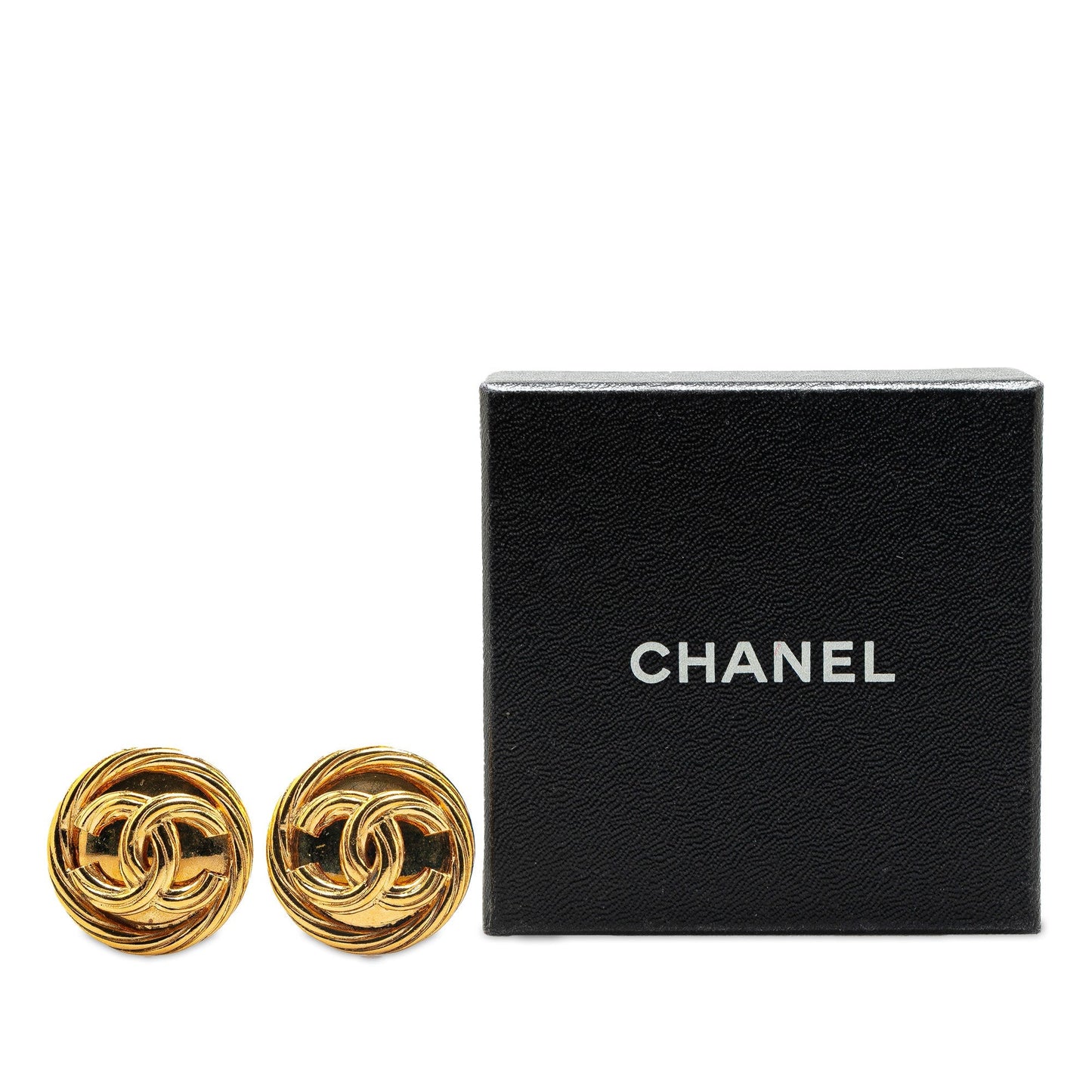 Gold Chanel Gold Plated CC Clip On Earrings