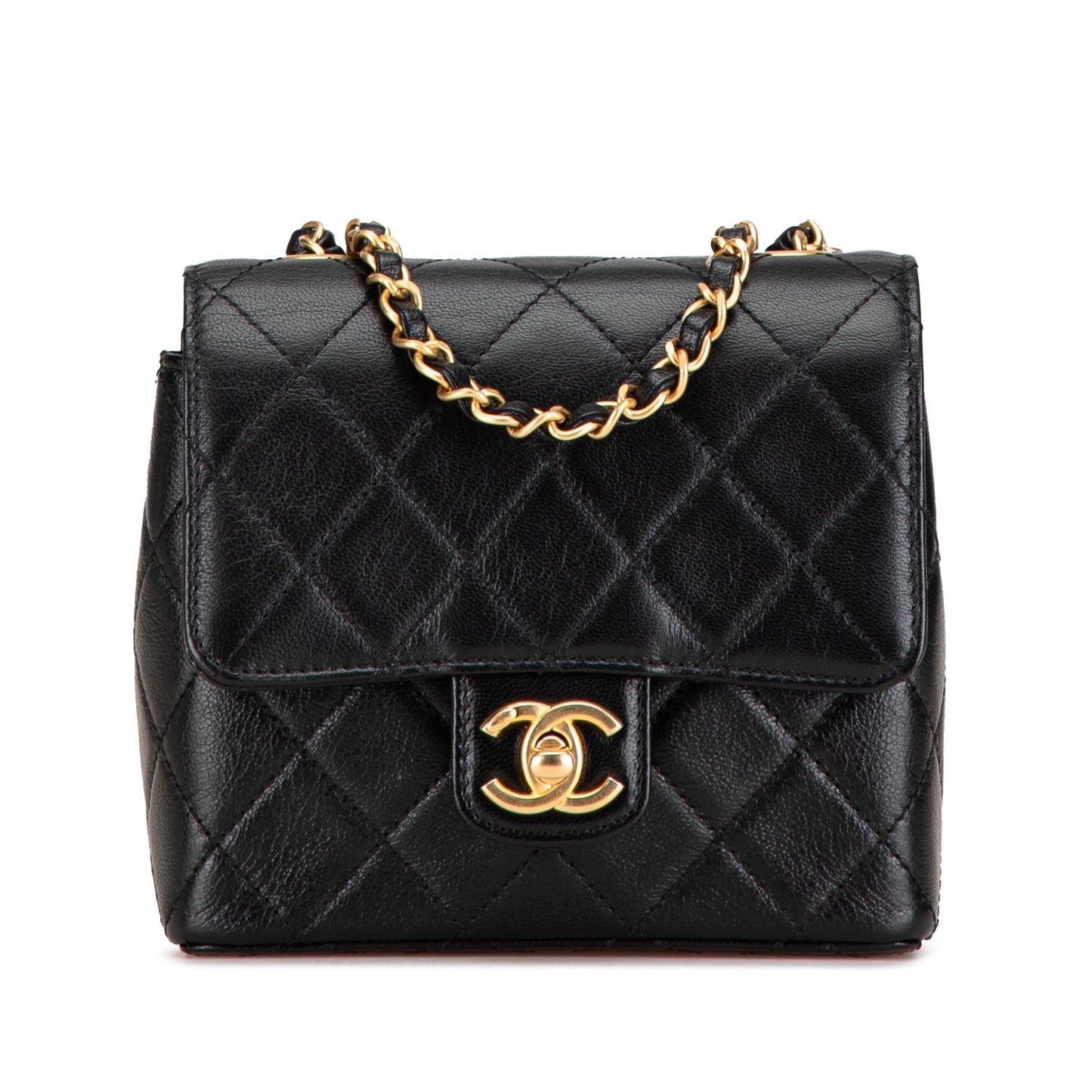 Black Chanel Mini Square Classic Goatskin Retro Flap Crossbody Bag